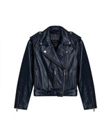 Women's Lambskin Biker Jacket Belted Braided Detail - 1