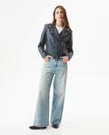 Women's Lambskin Biker Jacket Belted Braided Detail - 3