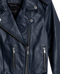 Women's Lambskin Biker Jacket Belted Braided Detail - 7