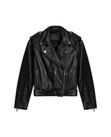 Women's Lambskin Biker Jacket Belted Braided Detail - 1