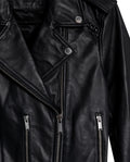 Women's Lambskin Biker Jacket Belted Braided Detail - 7