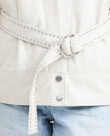 Women's Long Studded Vest Belted Lambskin - 3