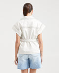 Women's Long Studded Vest Belted Lambskin - 4