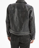 Womens Trucker Jacket with Embellisment - Black 63_727G401_NEG194007_7
