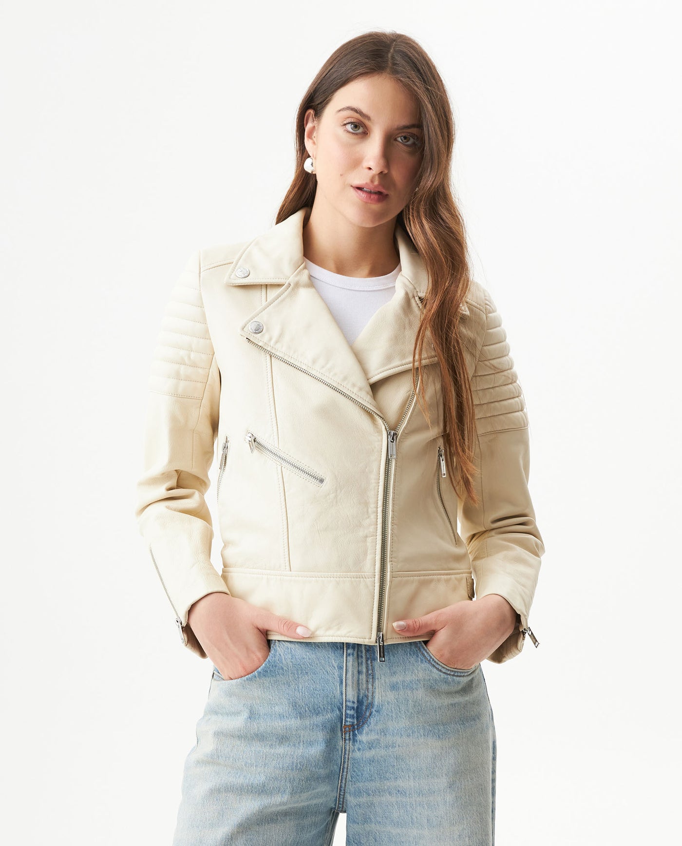Women's Leather Jacket, Sheepskin Biker Fit - Raw 727G404 - 1