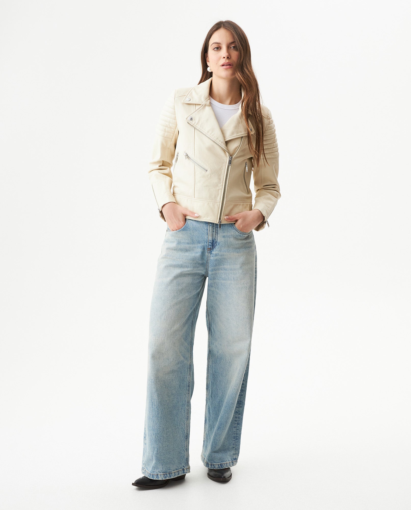 Women's Leather Jacket, Sheepskin Biker Fit - Raw 727G404 - 3