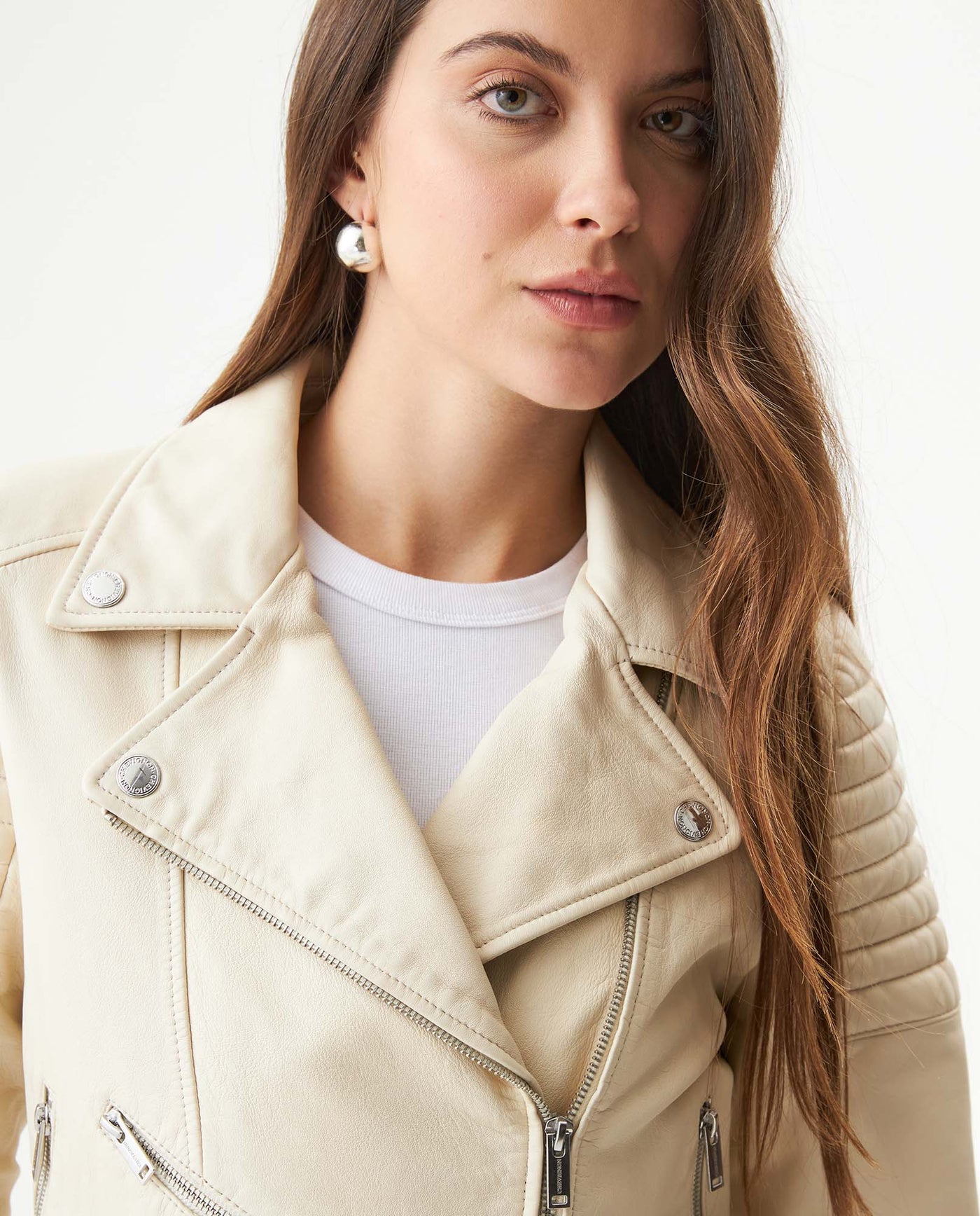 Women's Leather Jacket, Sheepskin Biker Fit - Raw 727G404 - 4