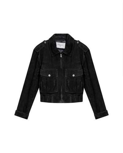 Womens Suede Bomber Jacket - Black 63_727H100_NEG194007_3