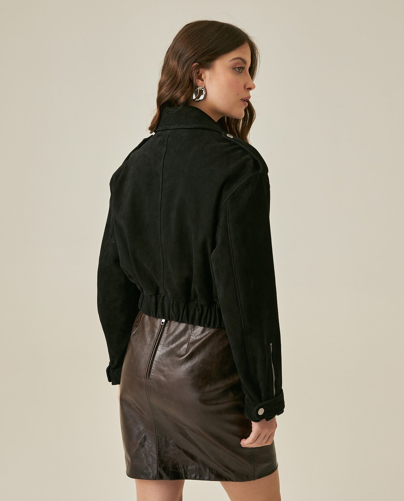 Womens Suede Bomber Jacket - Black 63_727H100_NEG194007_6