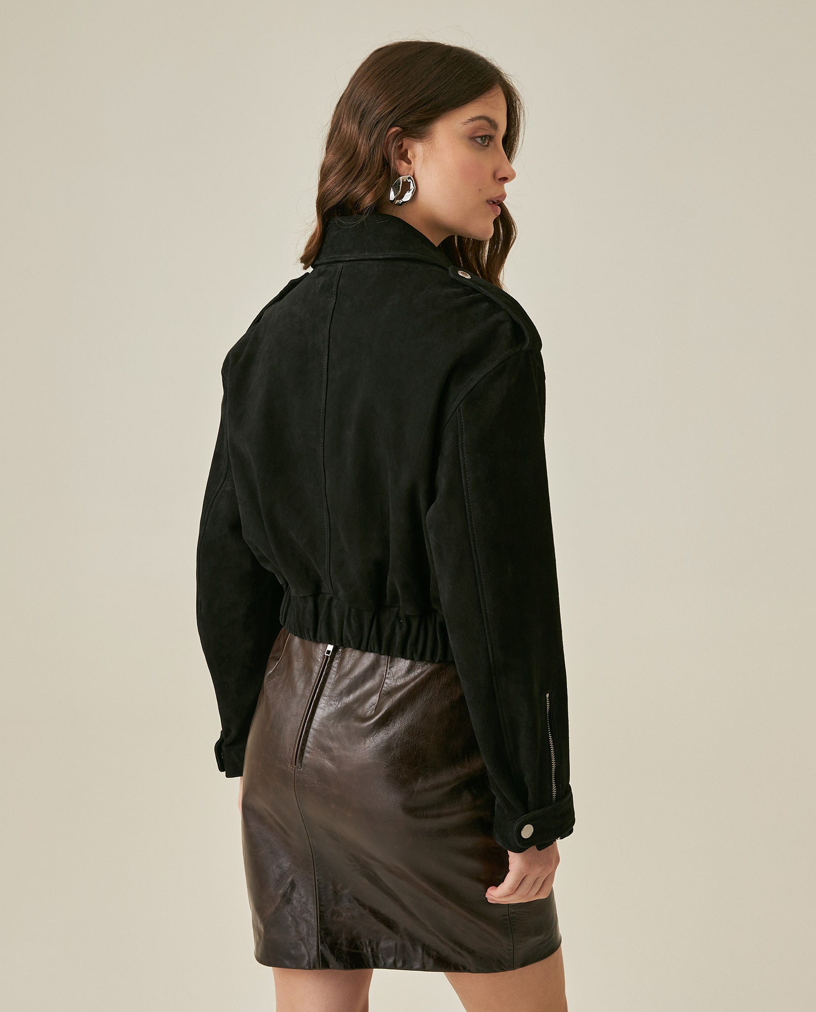 Womens Suede Bomber Jacket - Black 63_727H100_NEG194007_6