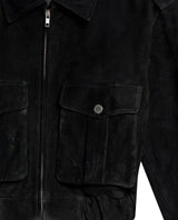 Womens Suede Bomber Jacket - Black 63_727H100_NEG194007_8
