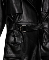 Women´s Leather Trench Coat - Black 63_727H200_NEG194007_8