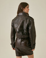 Womens Cropped Leather Trench Jacket - Brown 63_727H202_CAF181033_6