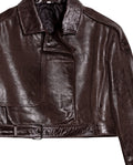 Womens Cropped Leather Trench Jacket - Brown 63_727H202_CAF181033_8
