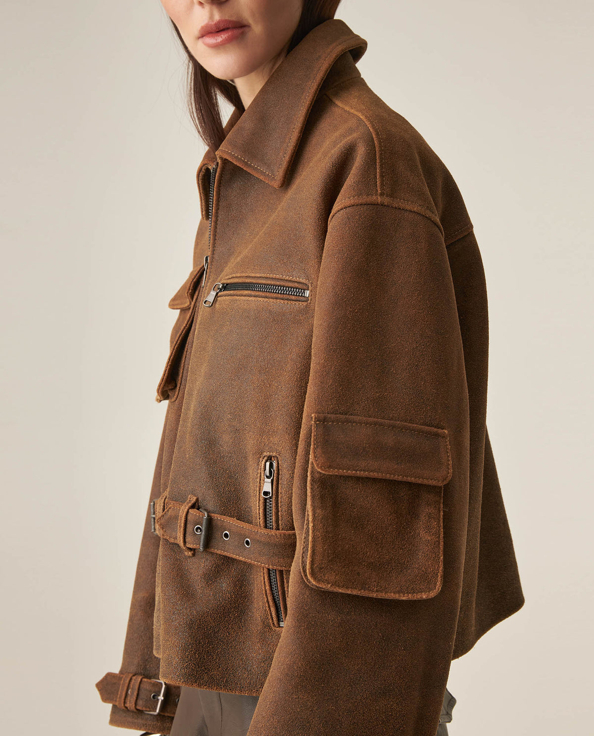 Women´s Leather Jacket - Brown 63_727H403_CAF191325_5
