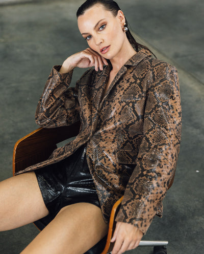 Womens Leather Animal-Print Jacket - Special Collection - Brown 63_727H500_CAF181314_0