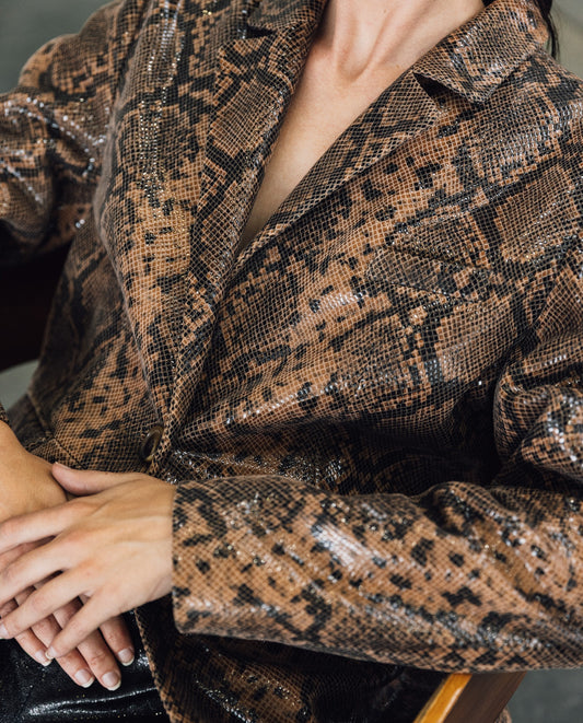 Womens Leather Animal-Print Jacket - Special Collection - Brown 63_727H500_CAF181314_3