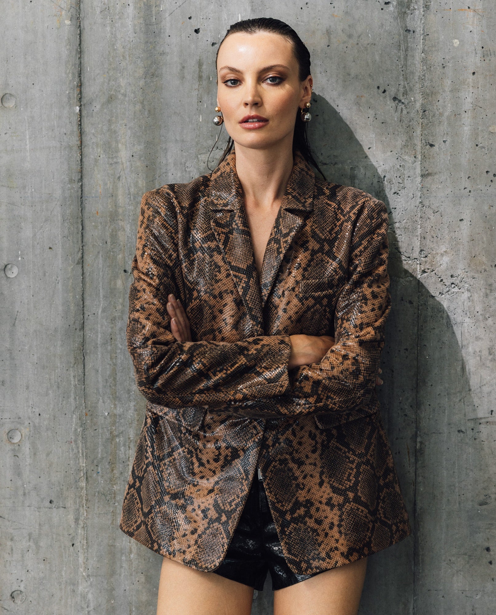 Womens Leather Animal-Print Jacket - Special Collection - Brown 63_727H500_CAF181314_4
