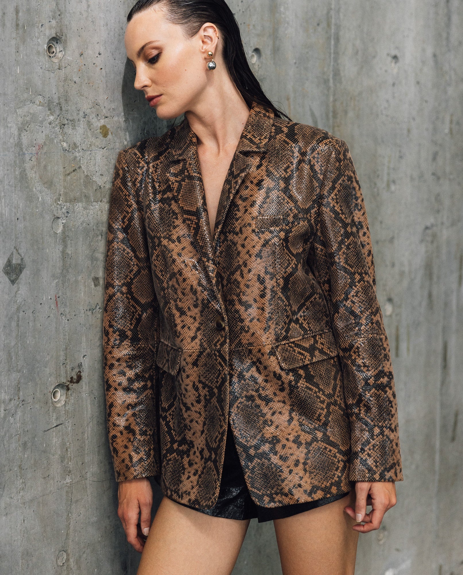 Womens Leather Animal-Print Jacket - Special Collection - Brown 63_727H500_CAF181314_7