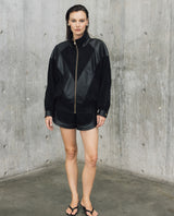 Womens Sheepskin Leather Vintage Bomber Jacket - Special Collection - Black 63_727H502_NEG194007_4