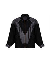 Womens Sheepskin Leather Vintage Bomber Jacket - Special Collection - Black 63_727H502_NEG194007_5