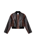 Womens Lambskin Leather Insulated Cropped Jacket - Special Collection - Brown 63_727H505_CAF191317_4