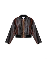 Womens Lambskin Leather Insulated Cropped Jacket - Special Collection - Brown 63_727H505_CAF191317_4