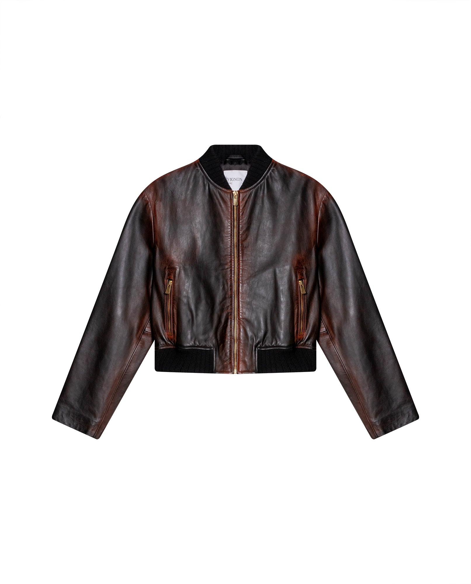 Womens Lambskin Leather Insulated Cropped Jacket - Special Collection - Brown 63_727H505_CAF191317_4