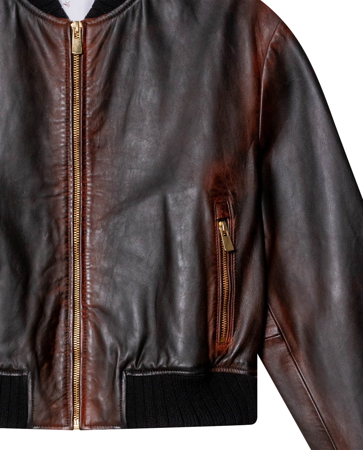 Womens Lambskin Leather Insulated Cropped Jacket - Special Collection - Brown 63_727H505_CAF191317_5