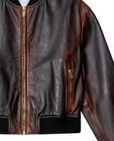 Womens Lambskin Leather Insulated Cropped Jacket - Special Collection - Brown 63_727H505_CAF191317_5