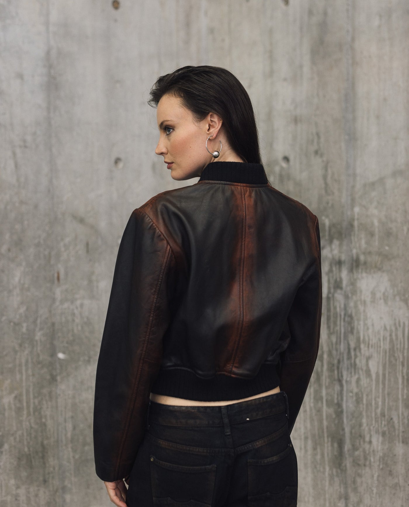 Womens Lambskin Leather Insulated Cropped Jacket - Special Collection - Brown 63_727H505_CAF191317_6