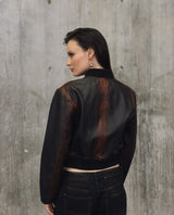 Womens Lambskin Leather Insulated Cropped Jacket - Special Collection - Brown 63_727H505_CAF191317_6