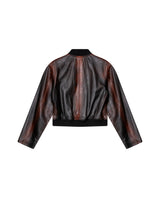 Womens Lambskin Leather Insulated Cropped Jacket - Special Collection - Brown 63_727H505_CAF191317_7