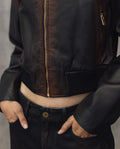 Womens Lambskin Leather Insulated Cropped Jacket - Special Collection - Brown 63_727H505_CAF191317_8