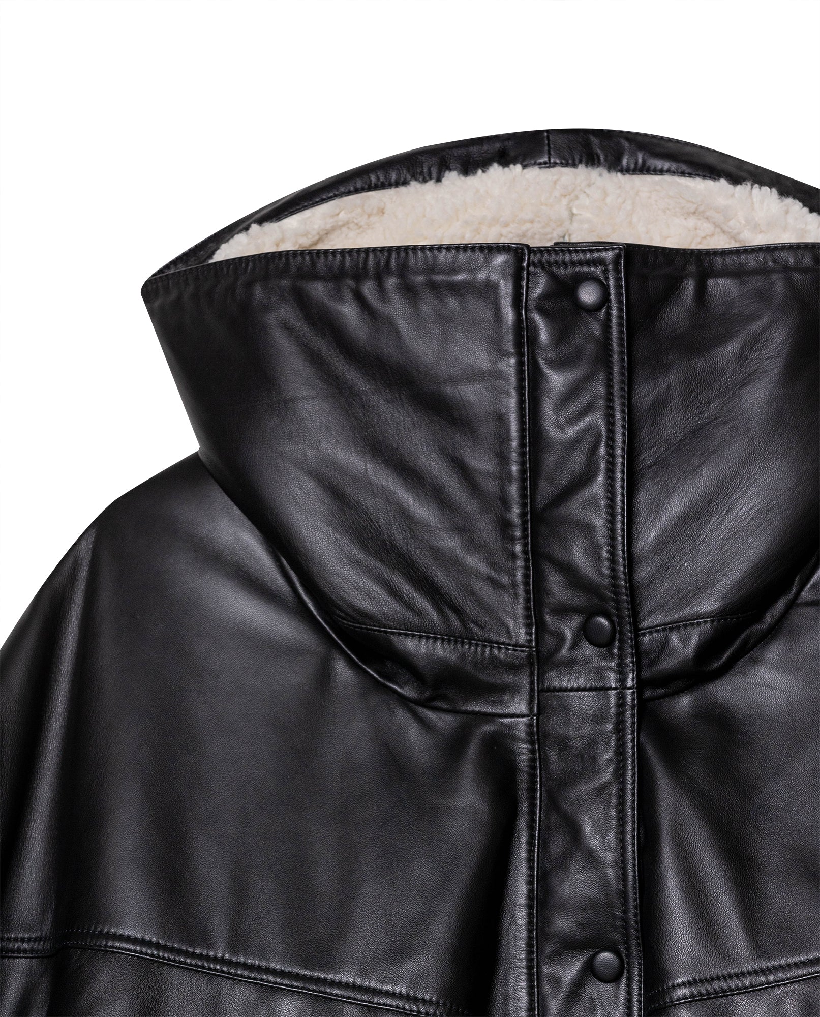 Womens Leather Voluminous Jacket - Special Collection - Black 63_727H506_NEG194007_5