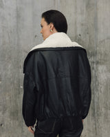 Womens Leather Voluminous Jacket - Special Collection - Black 63_727H506_NEG194007_6