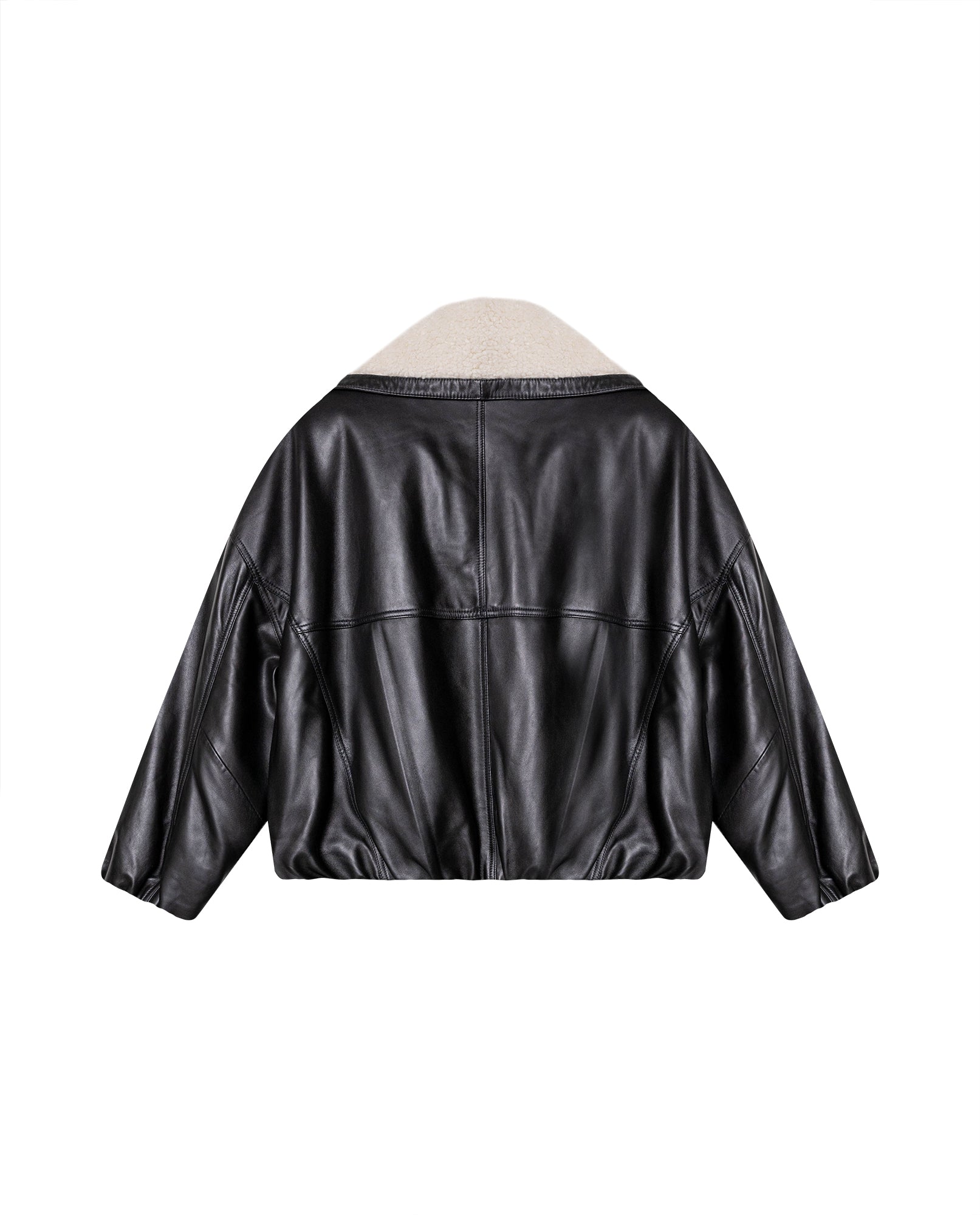 Womens Leather Voluminous Jacket - Special Collection - Black 63_727H506_NEG194007_7