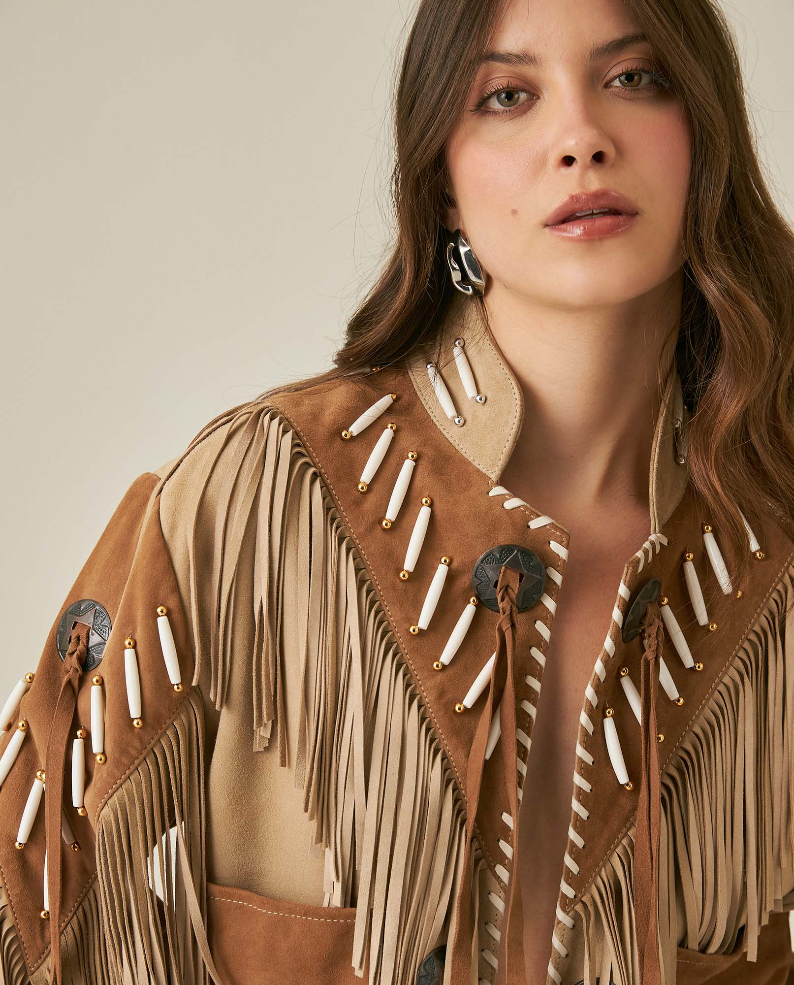 Chaqueta de Mujer Western Rodeo con Flecos - Brown 63_727H701_CAF170808_5