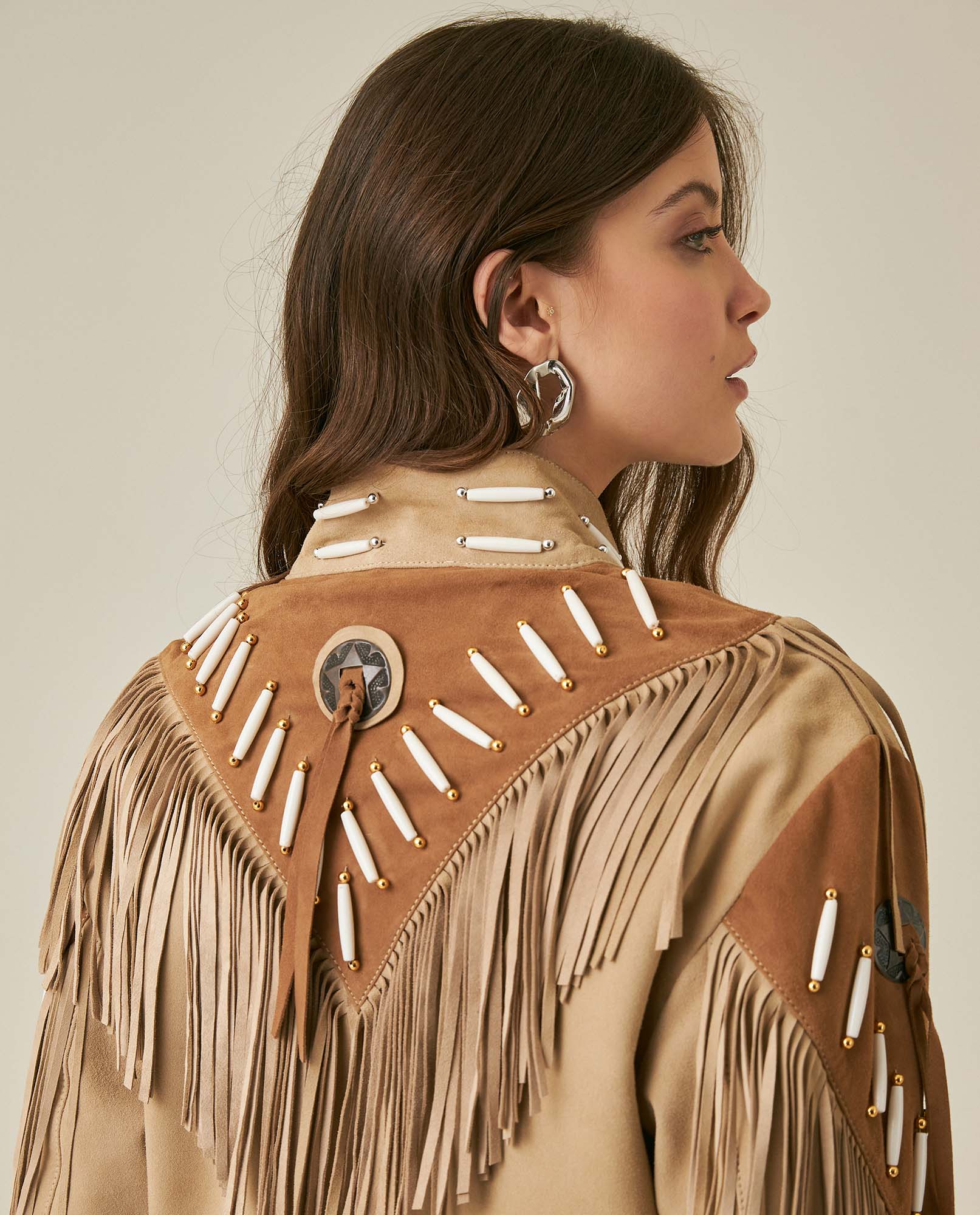 Chaqueta de Mujer Western Rodeo con Flecos - Brown 63_727H701_CAF170808_7