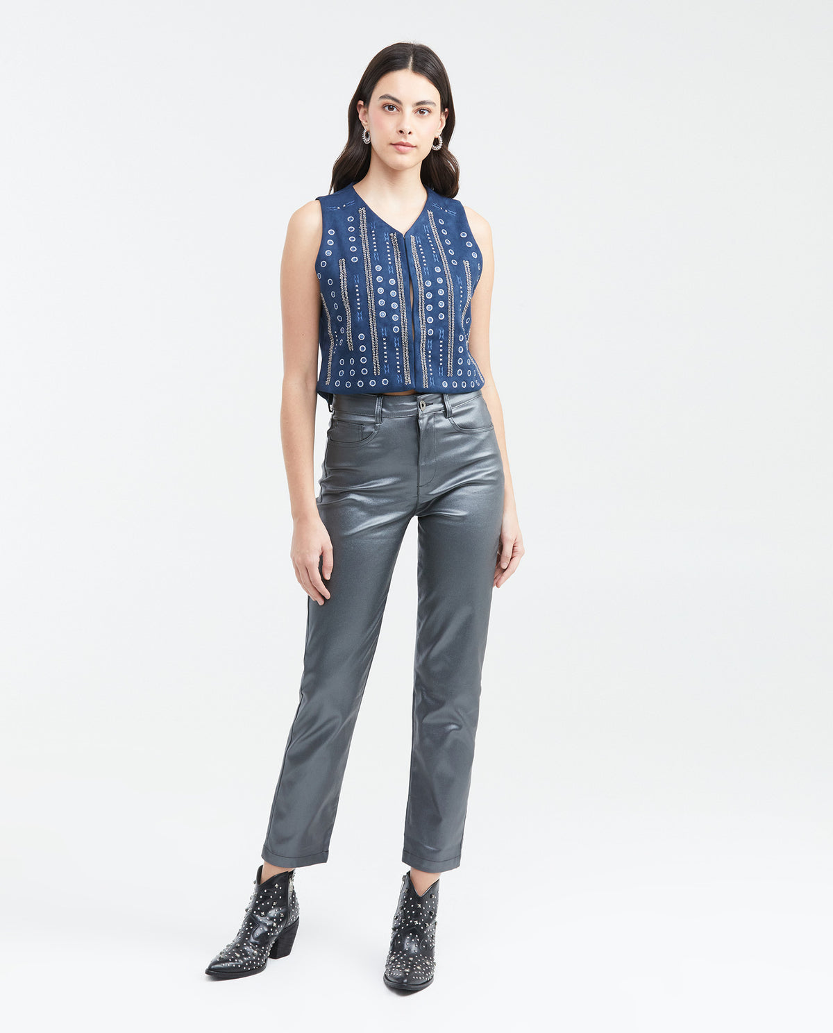 Women´s Embroidered Suede Vest - Blue 63_729F009_AZU193923_3