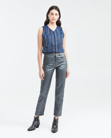 Women´s Embroidered Suede Vest - Blue 63_729F009_AZU193923_3
