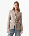 Women's Belted Blazer in Polyester-Rayon Blend, Nocturne 729G000 - 1