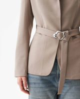 Women's Belted Blazer in Polyester-Rayon Blend, Nocturne 729G000 - 4