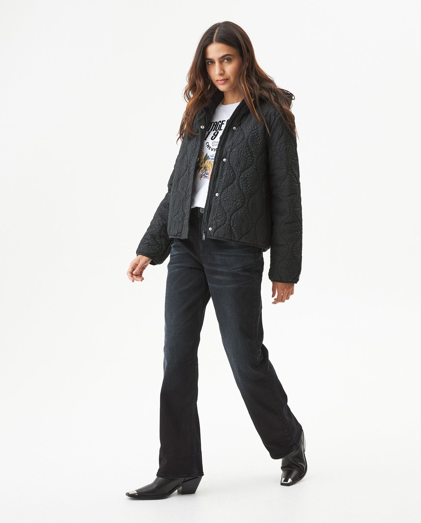Women's Wave Quilted Crackle Jacket in Polyester, Splendor 729G001 - 3