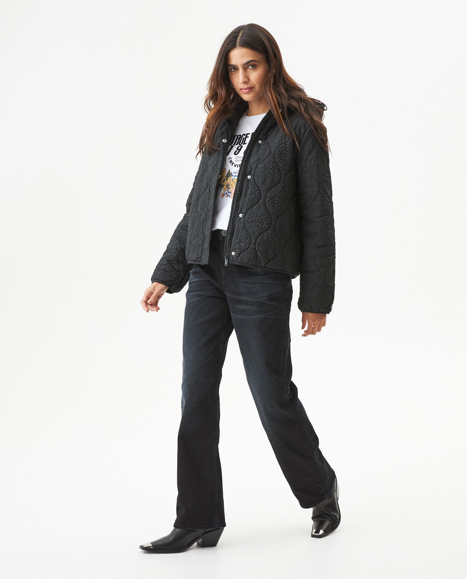 Women's Wave Quilted Crackle Jacket in Polyester, Splendor 729G001 - 3