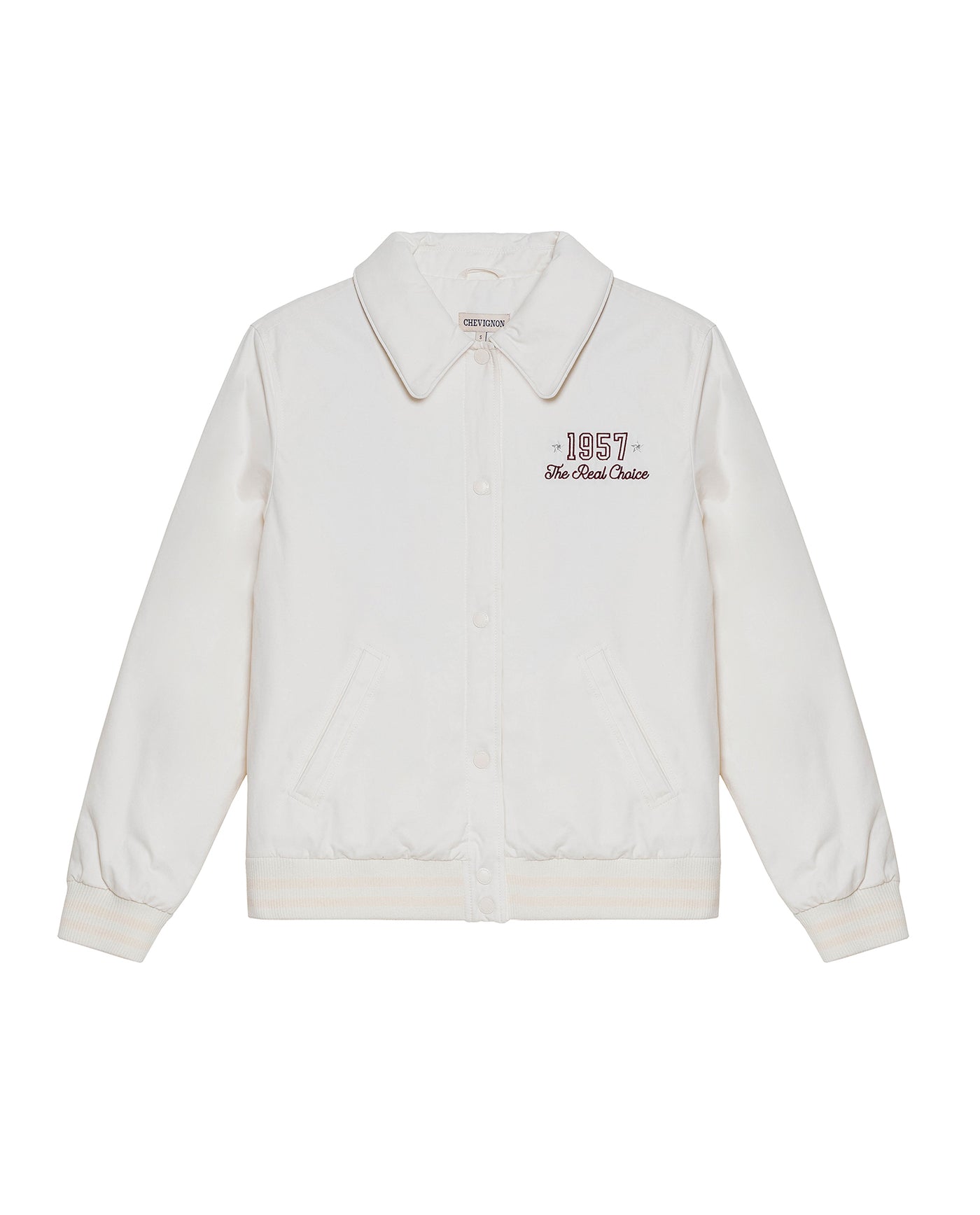 Women's Chenille Embroidered Varsity Bomber in Polyester-Cotton Blend, Ceremony 729G004 - 2
