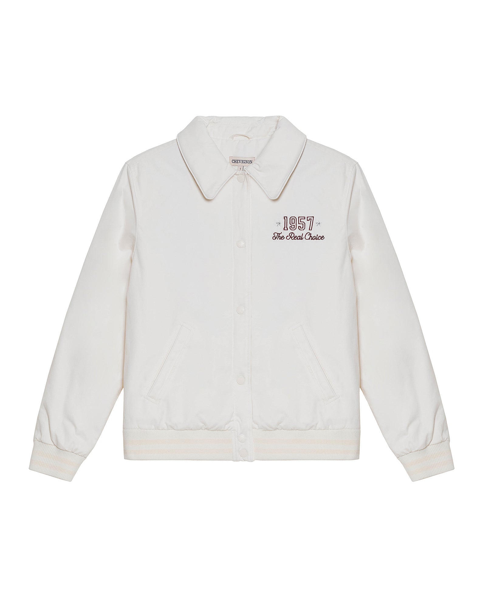 Women's Chenille Embroidered Varsity Bomber in Polyester-Cotton Blend, Ceremony 729G004 - 2