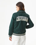 Women's Chenille Embroidered Varsity Bomber in Polyester-Cotton Blend, Ceremony 729G004 - 5
