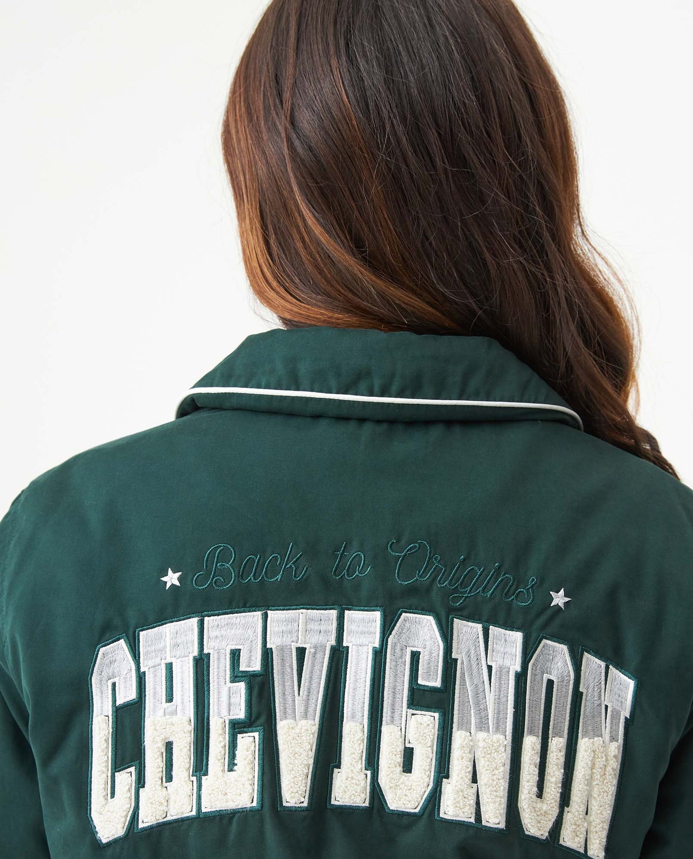 Women's Chenille Embroidered Varsity Bomber in Polyester-Cotton Blend, Ceremony 729G004 - 6
