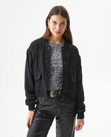 Women's Bomber Jacket - Black 729G006 - 1